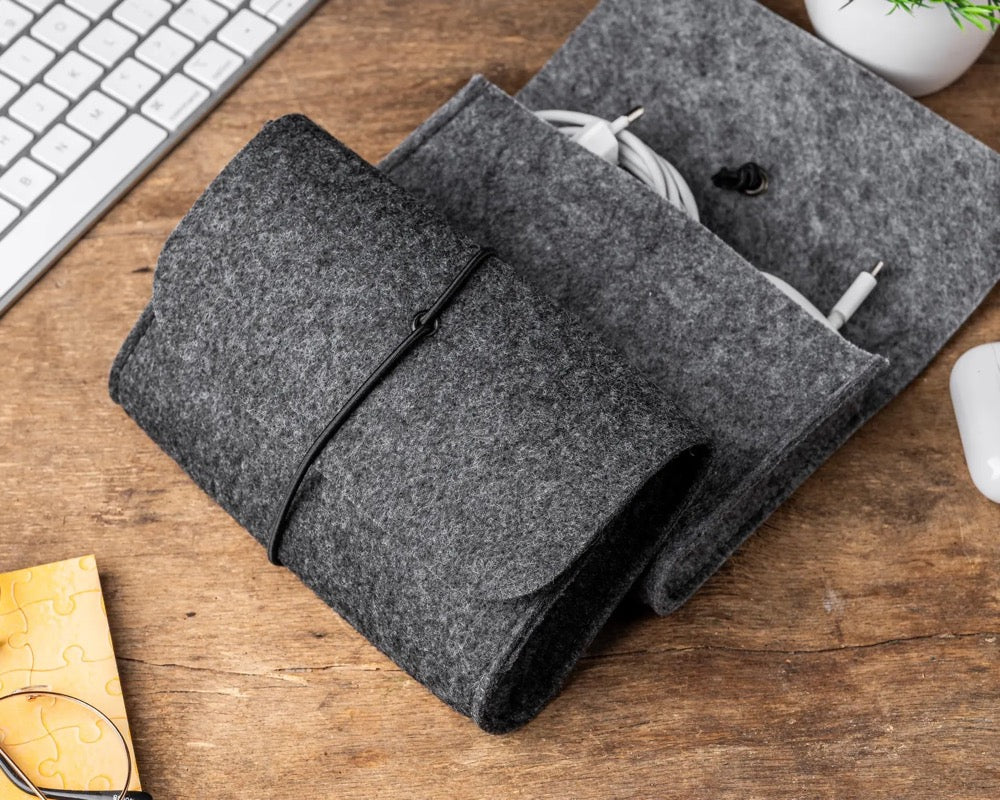 Felt MacBook Charger Holder MacBook Charger Case Macbook Charger Cover Laptop Cable Organizer Cable Bag Storage case for Mouse and Charge